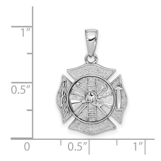 14K White Gold Reversible Fire Department Shield Pendant