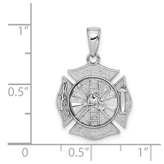 14K White Gold Reversible Fire Department Shield Pendant