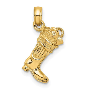 14k Yellow Gold 3-D Firefighter Boot Pendant