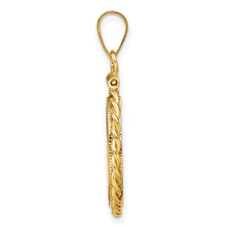 14k Yellow Gold Polished Twisted Wire and Diamond-cut 16.0mm x 1.35mm Screw Top Coin Bezel Pendant - Fits Maple Leaf