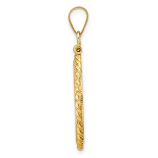 14k Yellow Gold Polished Twisted Wire and Diamond-cut 19.0mm x 1.1mm Screw Top Coin Bezel Pendant - Fits 5 Pesos