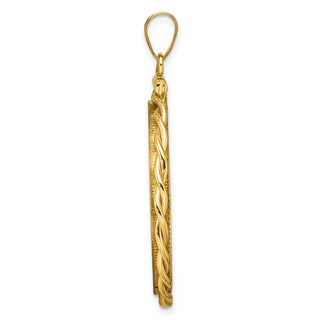 14k Yellow Gold Polished Twisted Wire and Diamond-cut 27.5mm x 2.1mm Screw Top Coin Bezel Pendant - Fits 20 Pesos