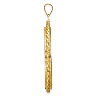 14k Yellow Gold Polished Twisted Wire and Diamond-cut 34.2mm x 2.85mm Screw Top Coin Bezel Pendant - Fits US $20 Liberty and US $20 St. Gaudens