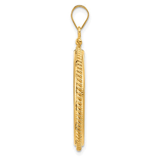 14k Yellow Gold 27.5mm Twisted Wire Screw Top Coin Bezel Pendant - Fits 20 Pesos