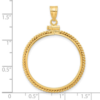 14k Yellow Gold 27.5mm Twisted Wire Screw Top Coin Bezel Pendant - Fits 20 Pesos