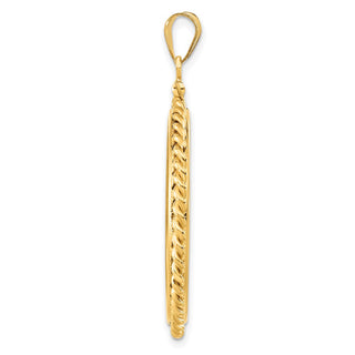 14k Yellow Gold 30mm Twisted Wire Screw Top Coin Bezel Pendant - Fits 1 oz Maple Leaf and 1/2 oz Cat
