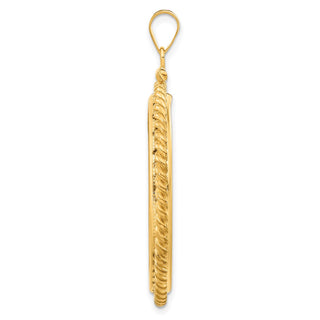 14k Yellow Gold 32mm Twisted Wire Screw Top Coin Bezel Pendant - Fits 1 oz Australian Nugget, 1 oz Kangaroo, 1 oz Panda, and Other Coins