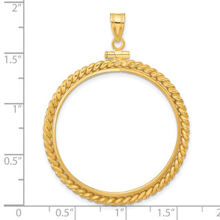 14k Yellow Gold 32mm Twisted Wire Screw Top Coin Bezel Pendant - Fits 1 oz Australian Nugget, 1 oz Kangaroo, 1 oz Panda, and Other Coins