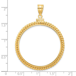 14k Yellow Gold 34.2mm Twisted Wire Screw Top Coin Bezel Pendant - Fits US $20 Liberty and US $20 St. Gaudens