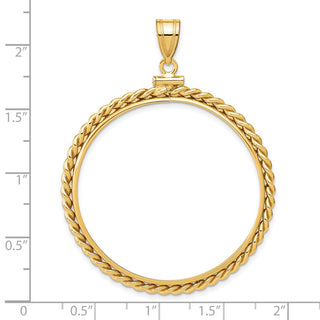 14k Yellow Gold 37mm Twisted Wire Screw Top Coin Bezel Pendant - Fits 50 Pesos and Centenario