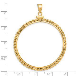 14k Yellow Gold 39.5mm Twisted Wire Screw Top Coin Bezel Pendant - Fits 4 Ducat
