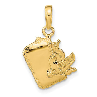 14k Yellow Gold Satin 3-D Cosmetic Pouch Pendant