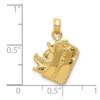14k Yellow Gold Satin 3-D Cosmetic Pouch Pendant