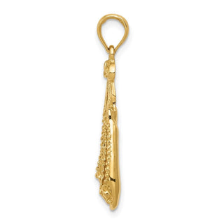 14k Yellow Gold Solid Satin Polished Ballet Slippers Pendant