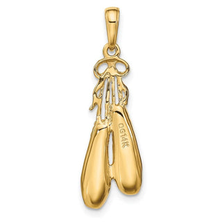 14k Yellow Gold Solid Satin Polished Ballet Slippers Pendant