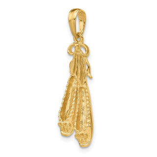 14k Yellow Gold Solid Satin Polished Ballet Slippers Pendant