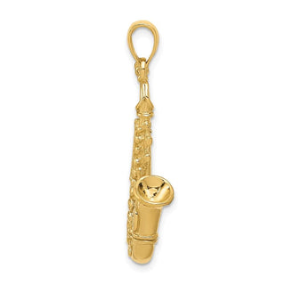 14k Yellow Gold Solid Polished 3-D Saxophone Pendant C2281