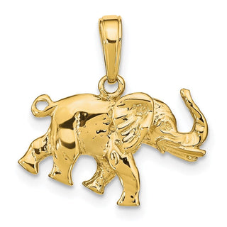 14k Yellow Gold Polished 3-D Elephant Pendant