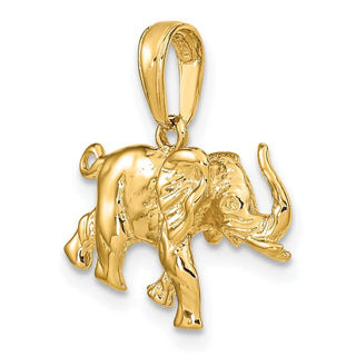 14k Yellow Gold Polished 3-D Elephant Pendant