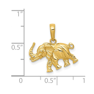14k Yellow Gold Polished 3-D Elephant Pendant