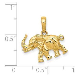 14k Yellow Gold Polished 3-D Elephant Pendant