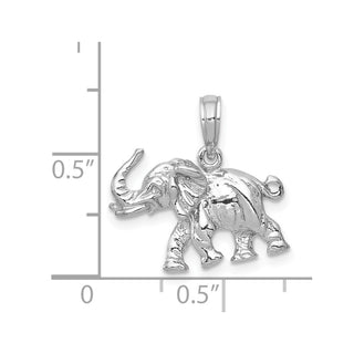 14k White Gold Polished 3-D Elephant Pendant