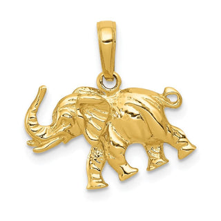 14k Yellow Gold Polished 3-D Elephant Pendant