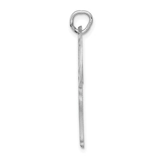 14K White Gold Solid Satin Diamond-cut Flat-Backed Giraffe Charm