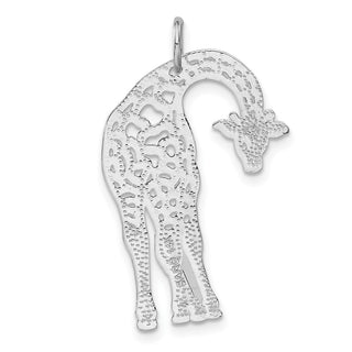 14K White Gold Solid Satin Diamond-cut Flat-Backed Giraffe Charm