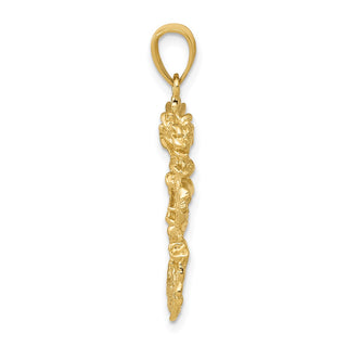 14k Yellow Gold Solid 3-D Dragon Pendant