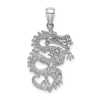 14k White Gold 3-D Dragon Pendant
