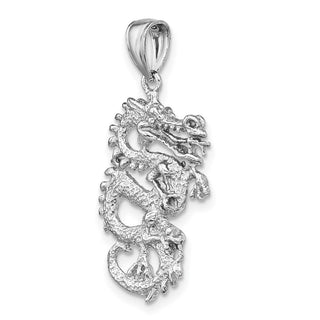 14k White Gold 3-D Dragon Pendant