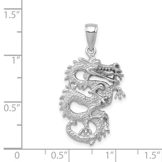 14k White Gold 3-D Dragon Pendant