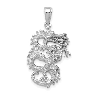 14k White Gold 3-D Dragon Pendant