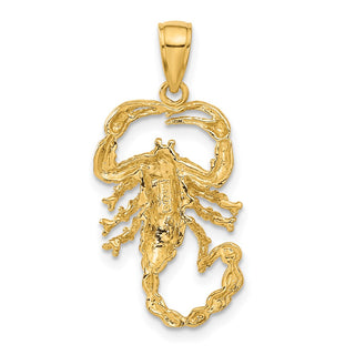 14k Yellow Gold Solid Polished Open-Backed Scorpion Pendant C2383