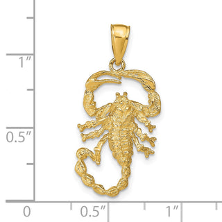 14k Yellow Gold Solid Polished Open-Backed Scorpion Pendant C2383