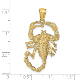 14k Yellow Gold Solid Polished Open-Backed Scorpion Pendant C2384