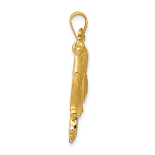 14k Yellow Gold Solid Polished Open-Backed Rooster Pendant