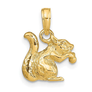 14k Yellow Gold Solid 3-Dimensional Squirrel w/Nut Charm