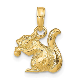 14k Yellow Gold Solid 3-Dimensional Squirrel w/Nut Charm