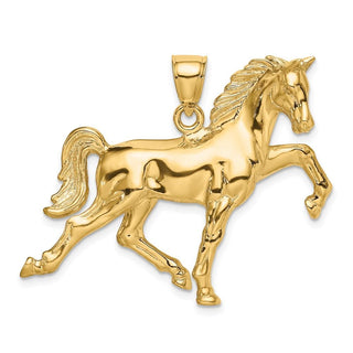 14k Yellow Gold Hollow Polished 3-Dimensional Horse Pendant