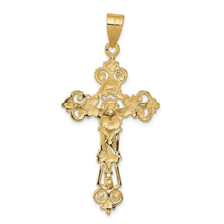 14k Yellow and White Gold Inri Fleur De Lis Crucifix Pendant C242