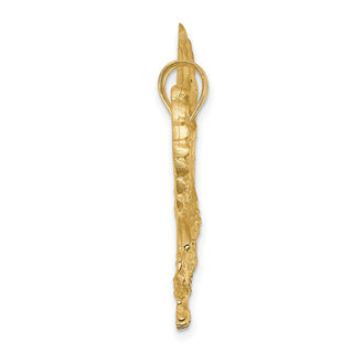 14k Yellow Gold Satin Diamond-cut Eagle Pendant C2423