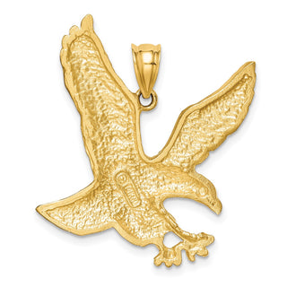 14k Yellow Gold Satin Diamond-cut Eagle Pendant C2423