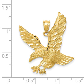 14k Yellow Gold Satin Diamond-cut Eagle Pendant C2423