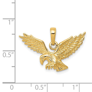 14k Yellow Gold Solid Polished Eagle Landing Pendant C2440