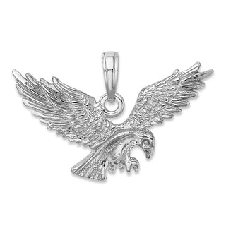 14k White Gold Textured Eagle Landing Pendant