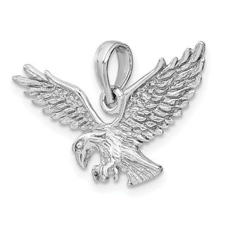 14k White Gold Textured Eagle Landing Pendant