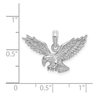 14k White Gold Textured Eagle Landing Pendant