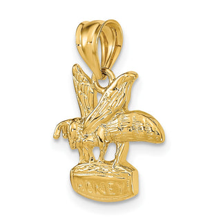 14k Yellow Gold Bee on HONEY Jar Pendant